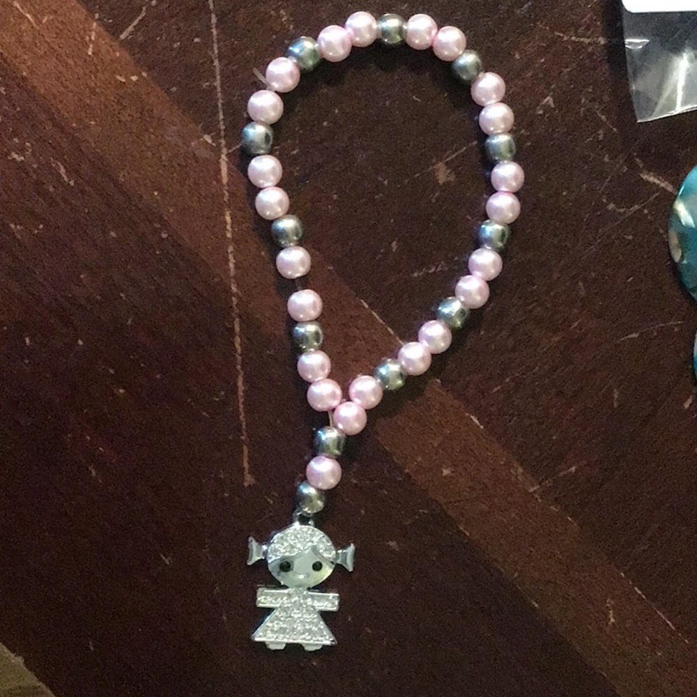 Girls, pink, and silver bracelet